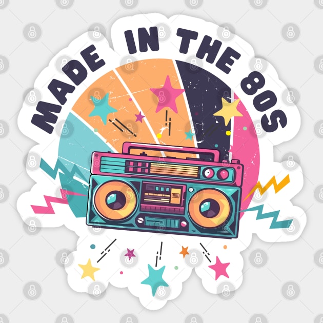 Made in the 80s Vintage Sunset Art Sticker by hippohost